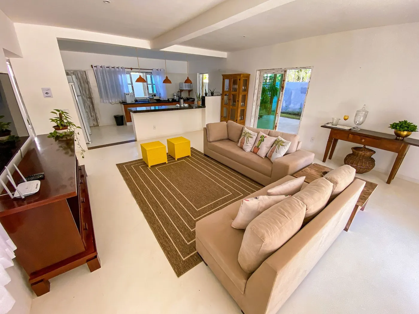 Área de estar da Casa Brisas, em Trancoso